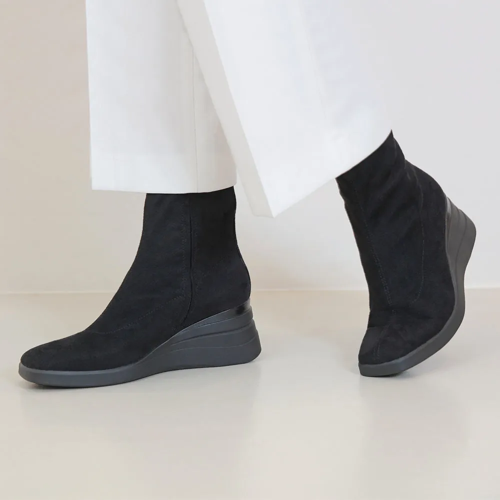 Savona Suede Wedge Boots (Nero)