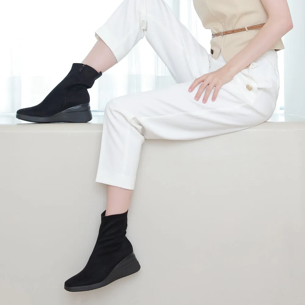 Savona Suede Wedge Boots (Nero)