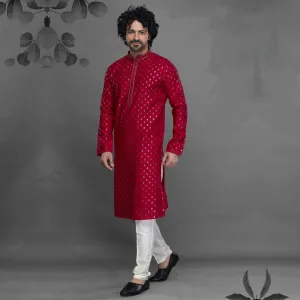 Scarlet Inferno Bold Red Kurta