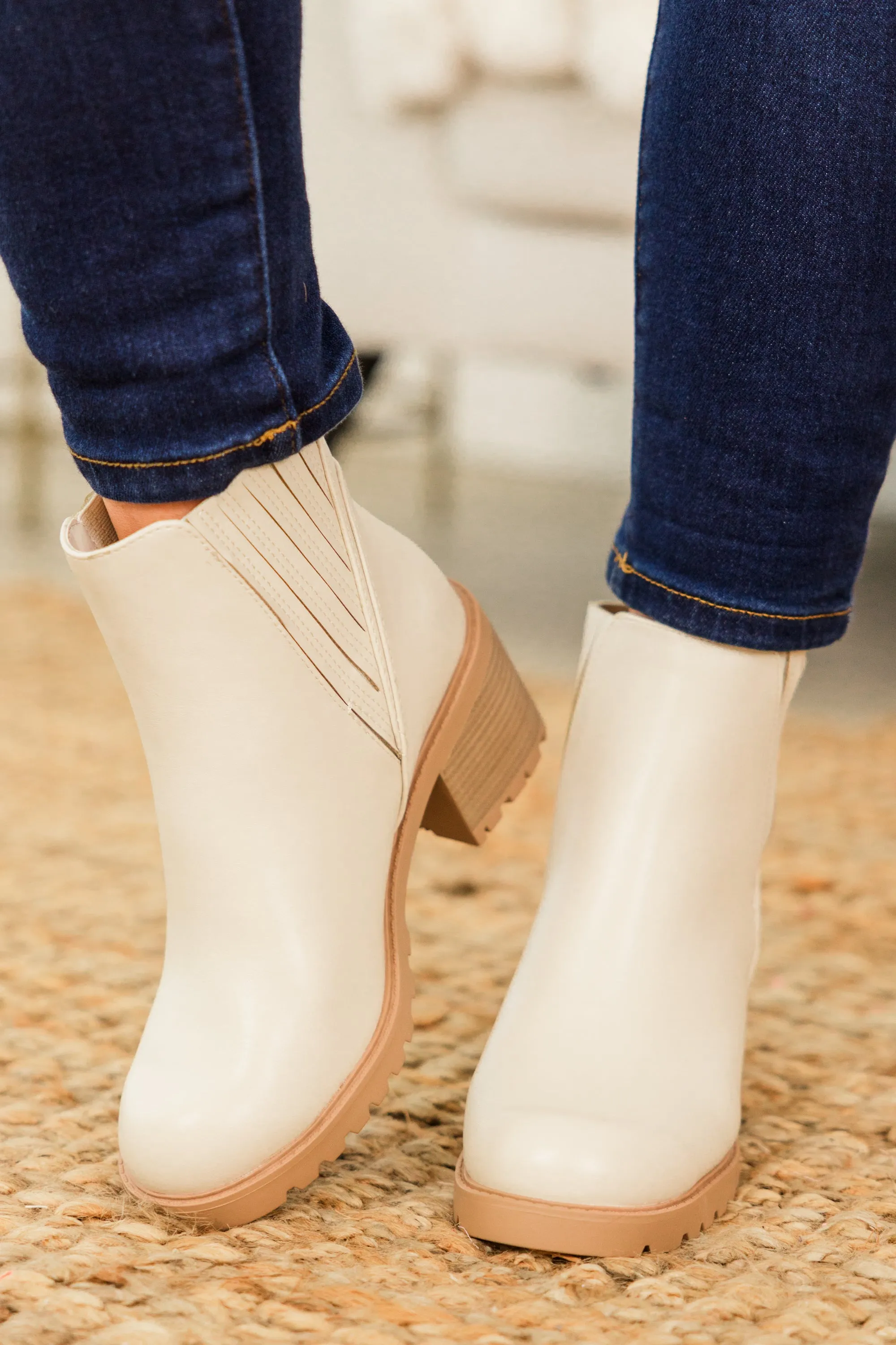 Shift In Perspective Booties, Bone