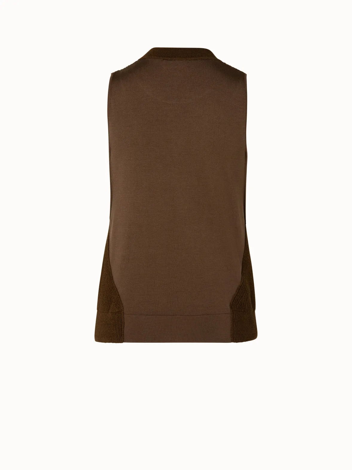 Short Sleeveless Silk Stretch Linen Knit Top