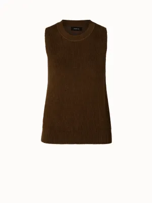 Short Sleeveless Silk Stretch Linen Knit Top
