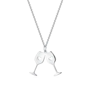 Silver-Plated Double Wine Cup Pendant Necklace