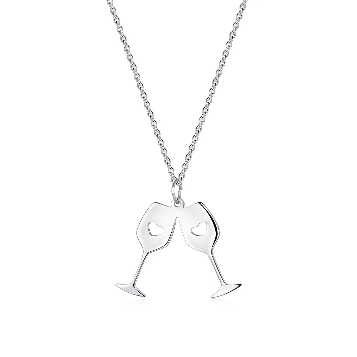 Silver-Plated Double Wine Cup Pendant Necklace
