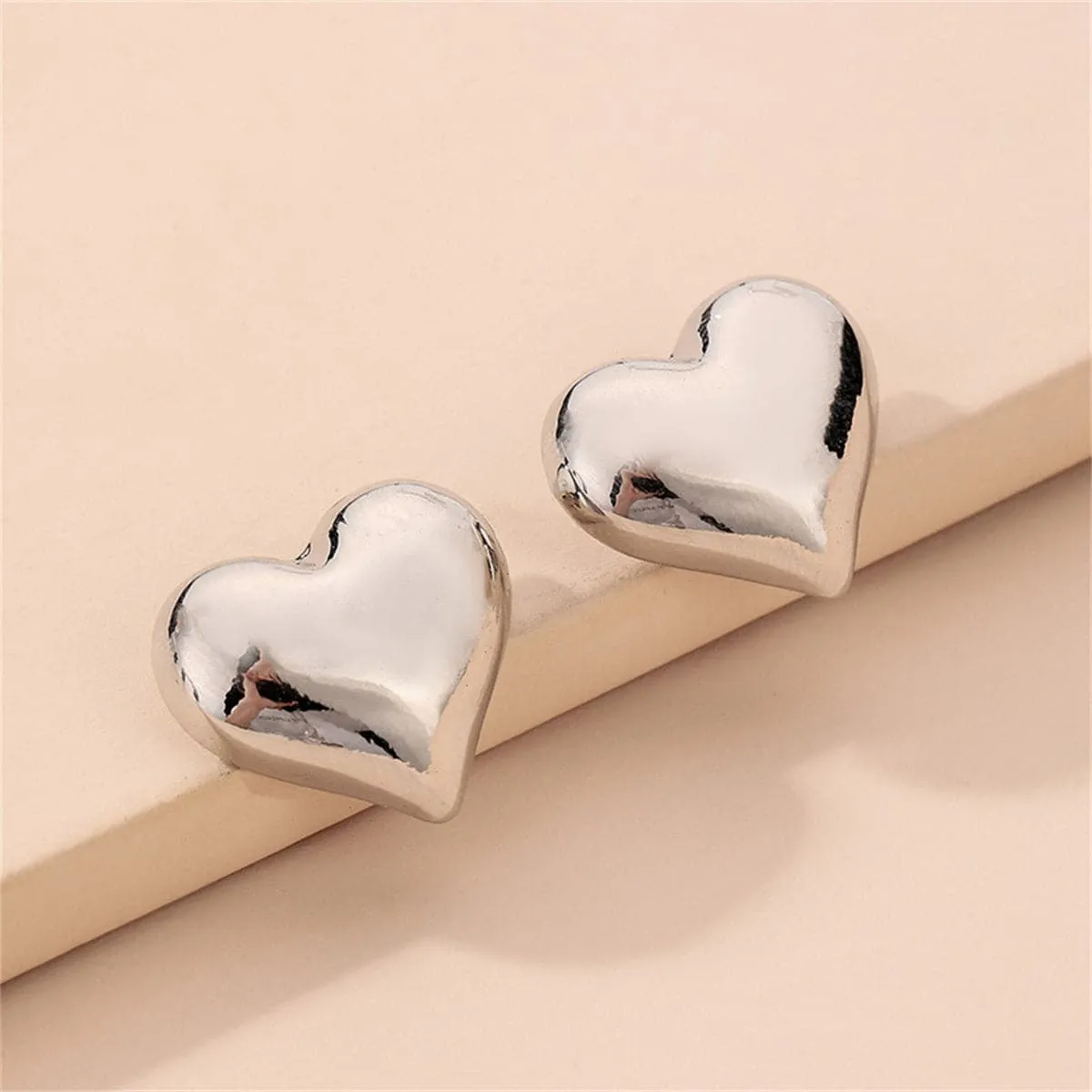 Silver-Plated Heart Stud Earrings