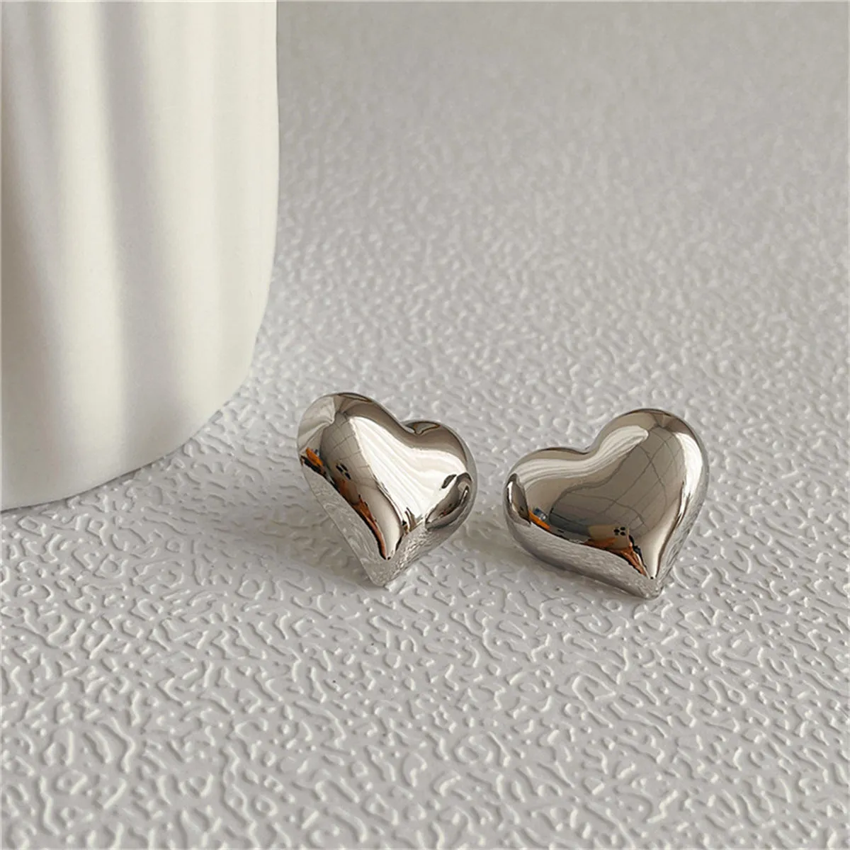 Silver-Plated Heart Stud Earrings