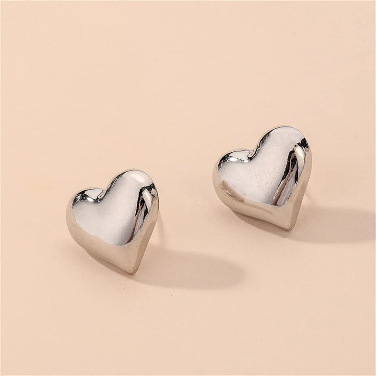 Silver-Plated Heart Stud Earrings