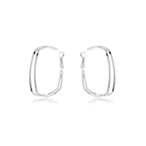 Silver-Plated Layered Square Hoop Earrings