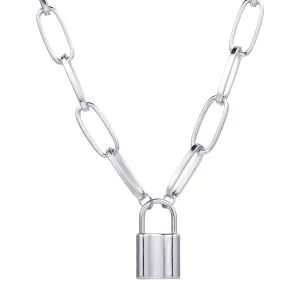 Silver-Plated Lock Pendant Necklace