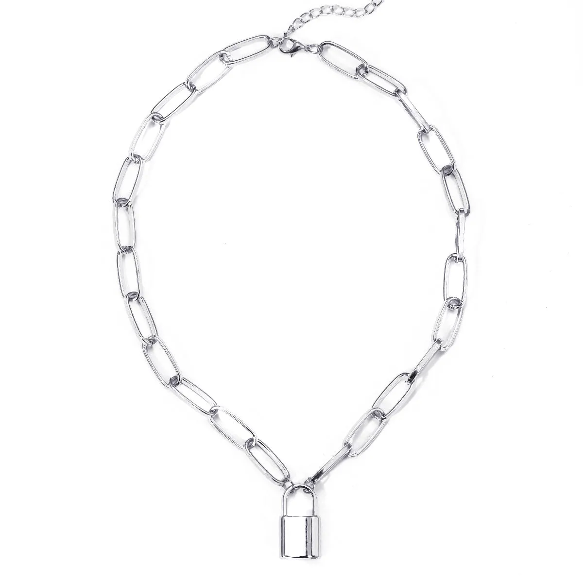 Silver-Plated Lock Pendant Necklace