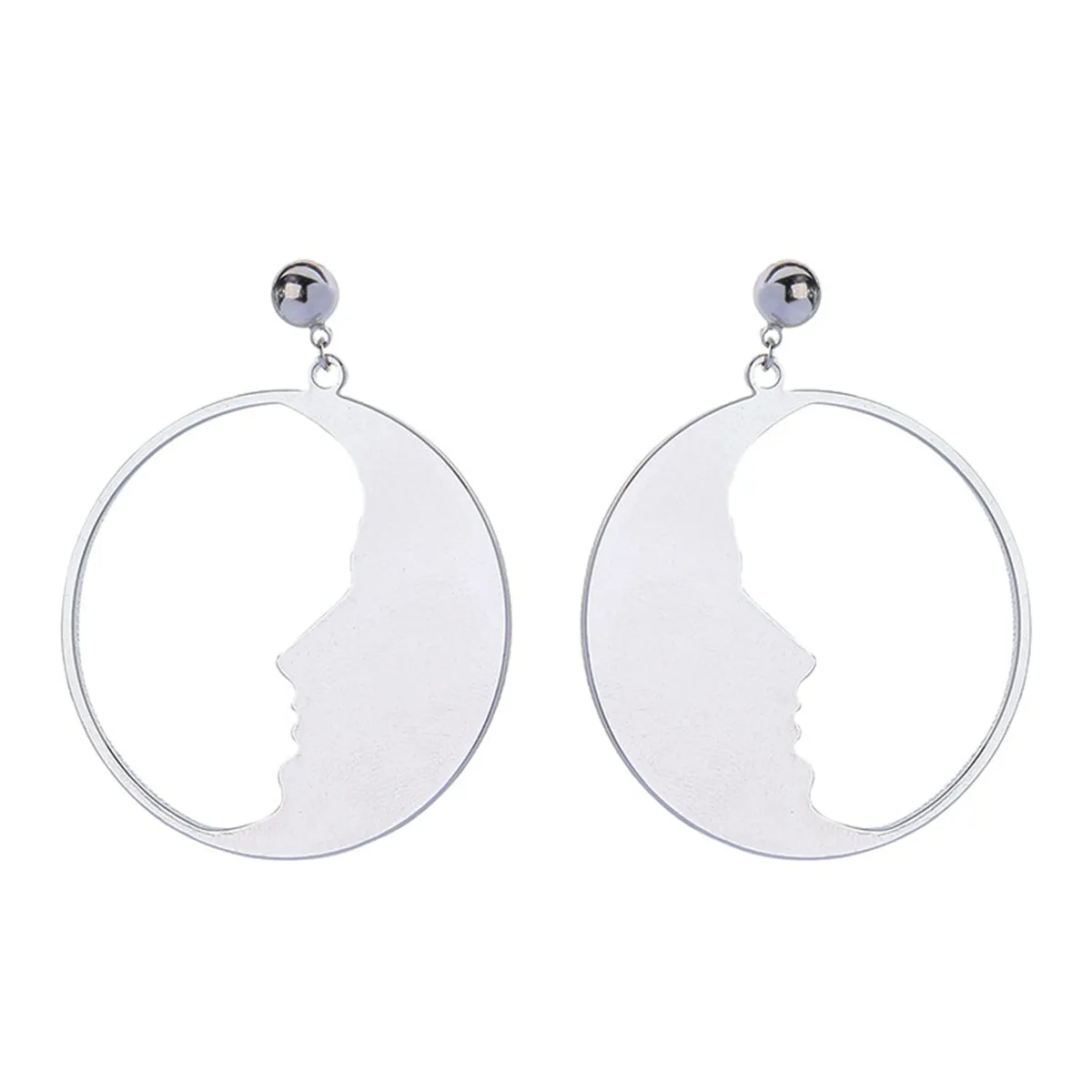 Silver-Plated Open Face Drop Earrings