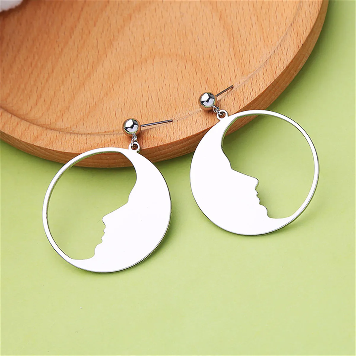 Silver-Plated Open Face Drop Earrings