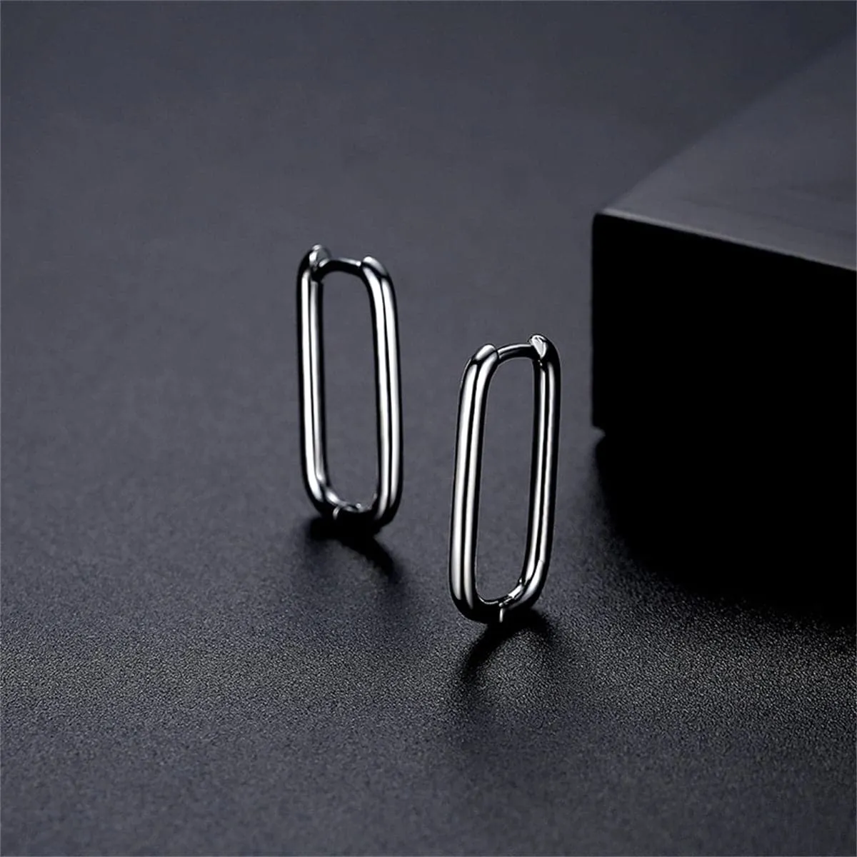 Silver-Plated Smooth Face U-Shape Huggie Earrings
