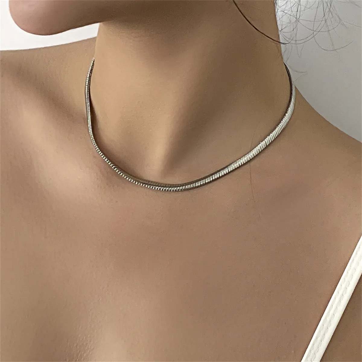 Silver-Plated Snake Chain Necklace