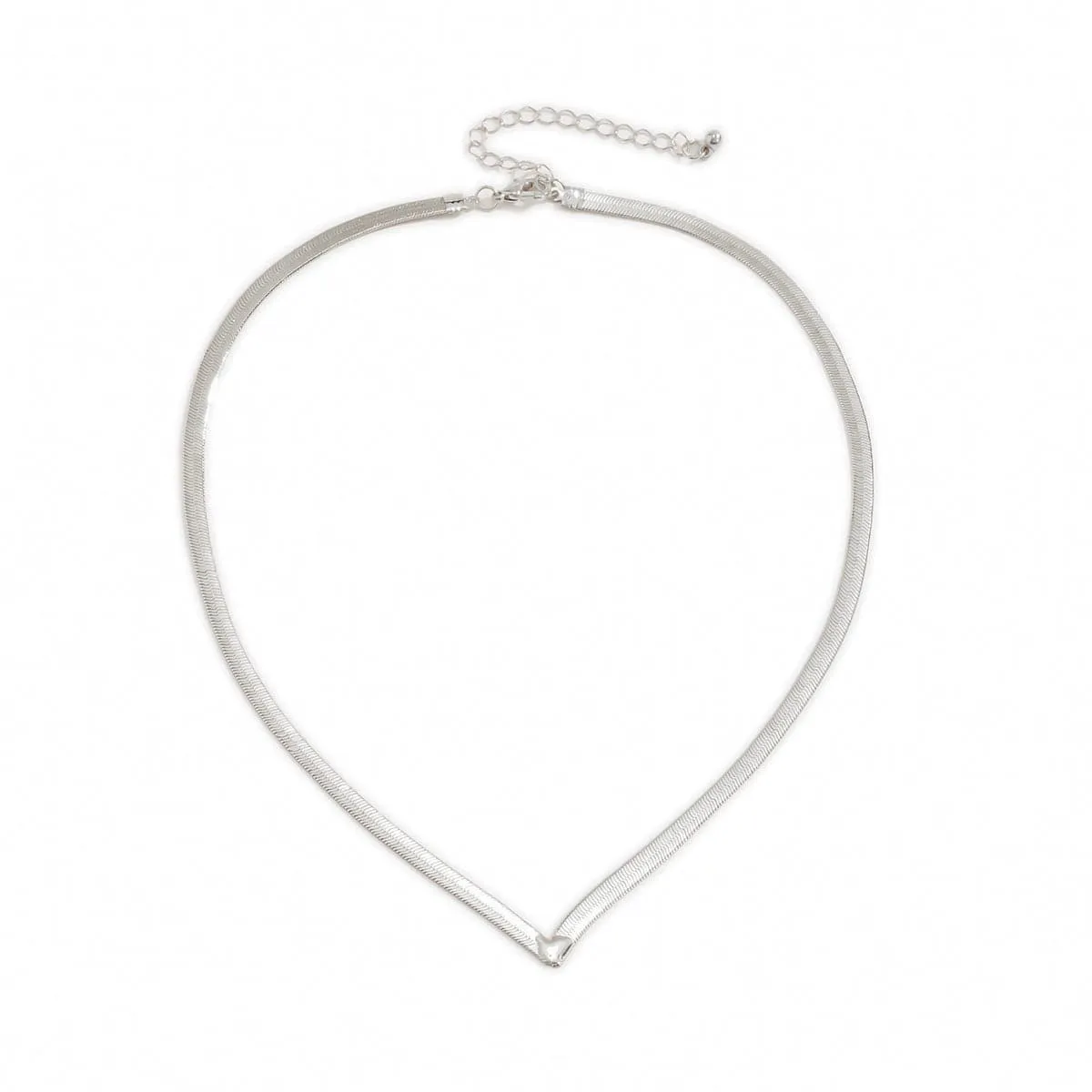 Silver-Plated Snake Chain V Necklace