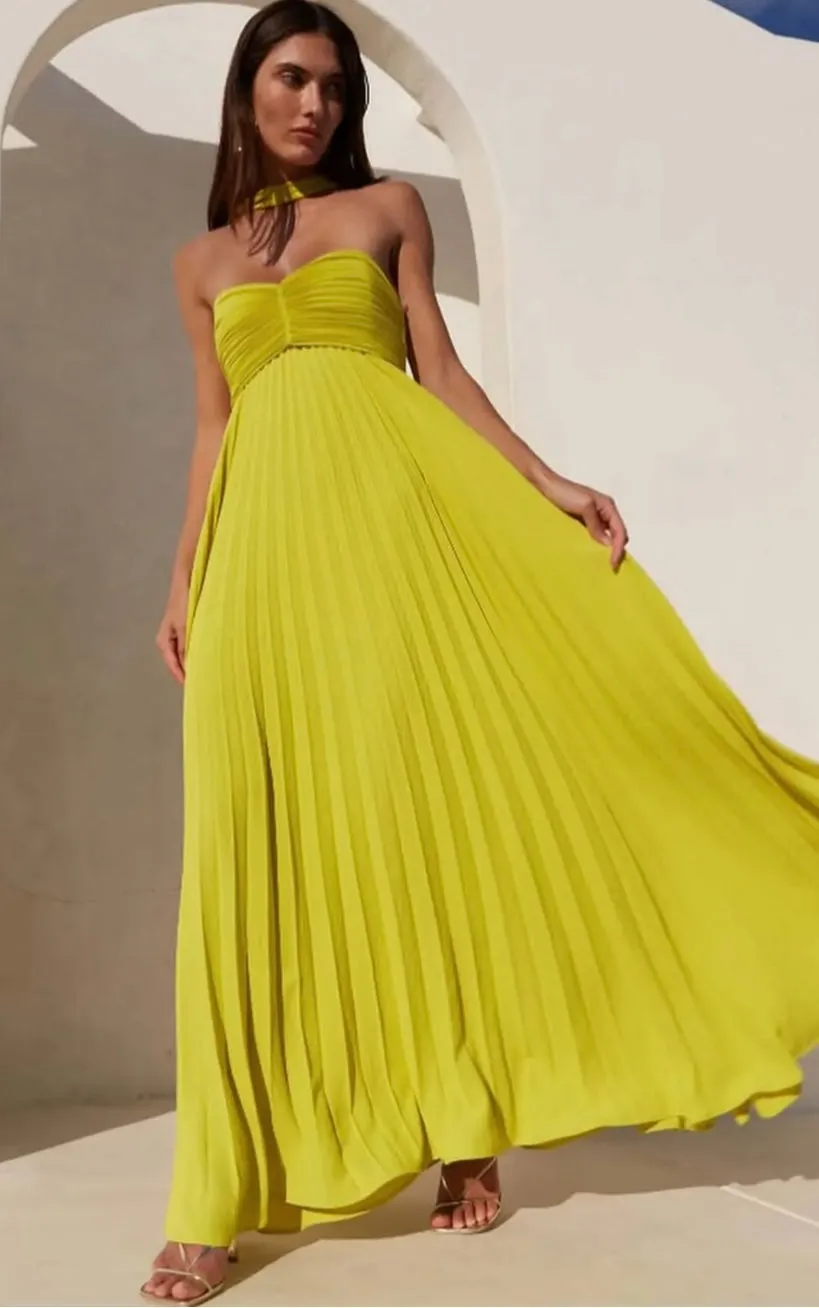 Solana Strapless pleated Maxi Dress