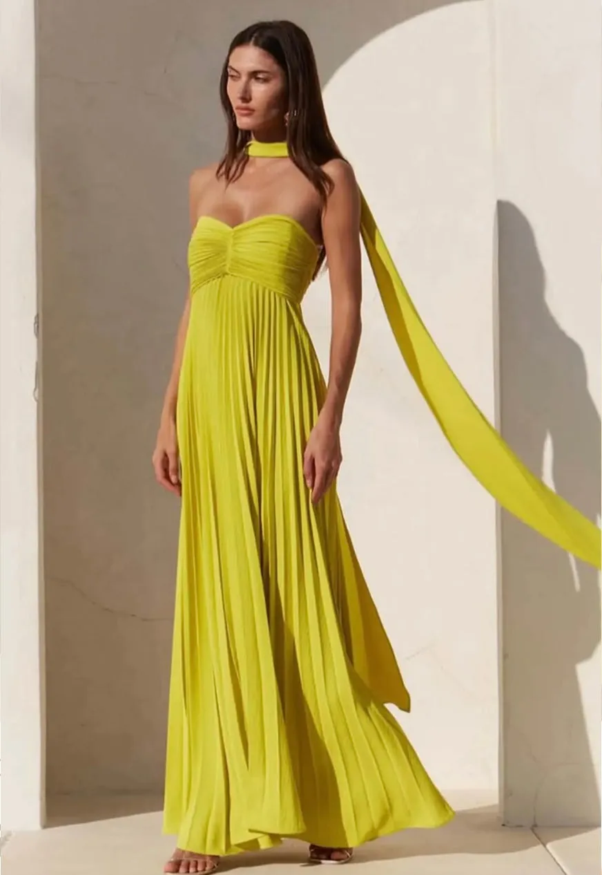 Solana Strapless pleated Maxi Dress