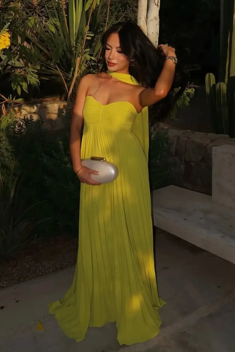 Solana Strapless pleated Maxi Dress