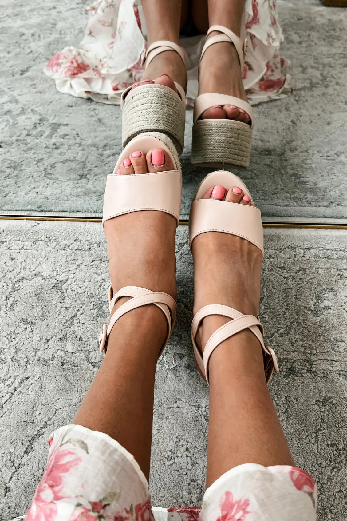 Steer Clear Espadrille Platform Sandal (Nude)