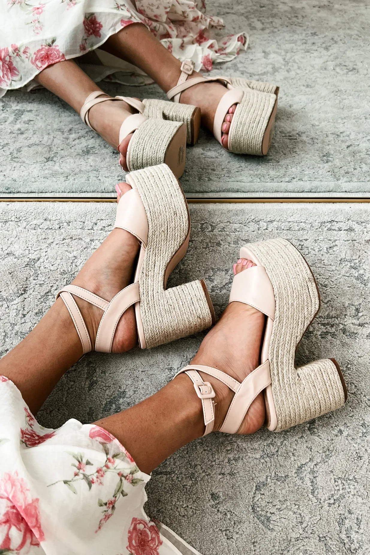 Steer Clear Espadrille Platform Sandal (Nude)