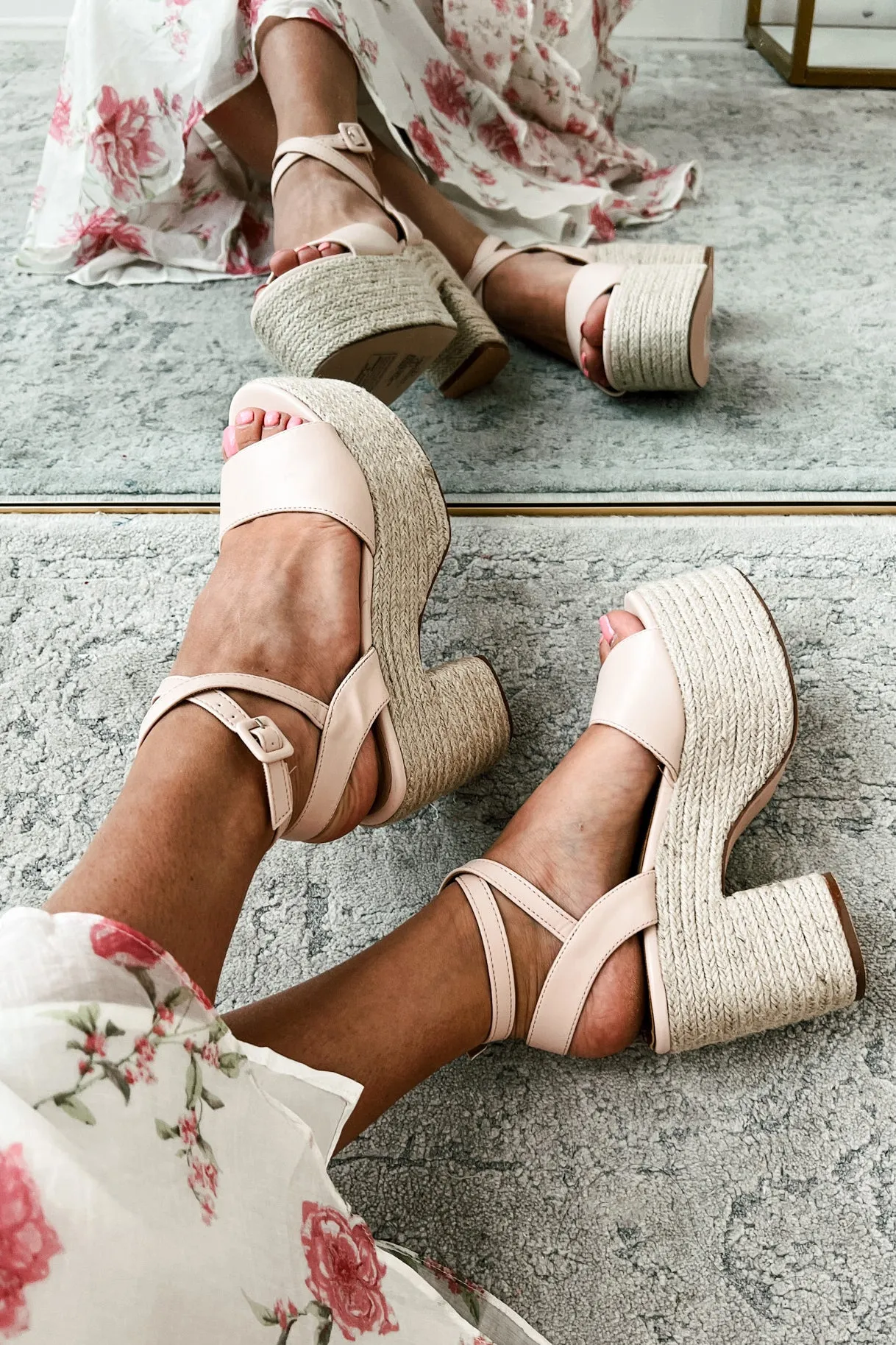 Steer Clear Espadrille Platform Sandal (Nude)