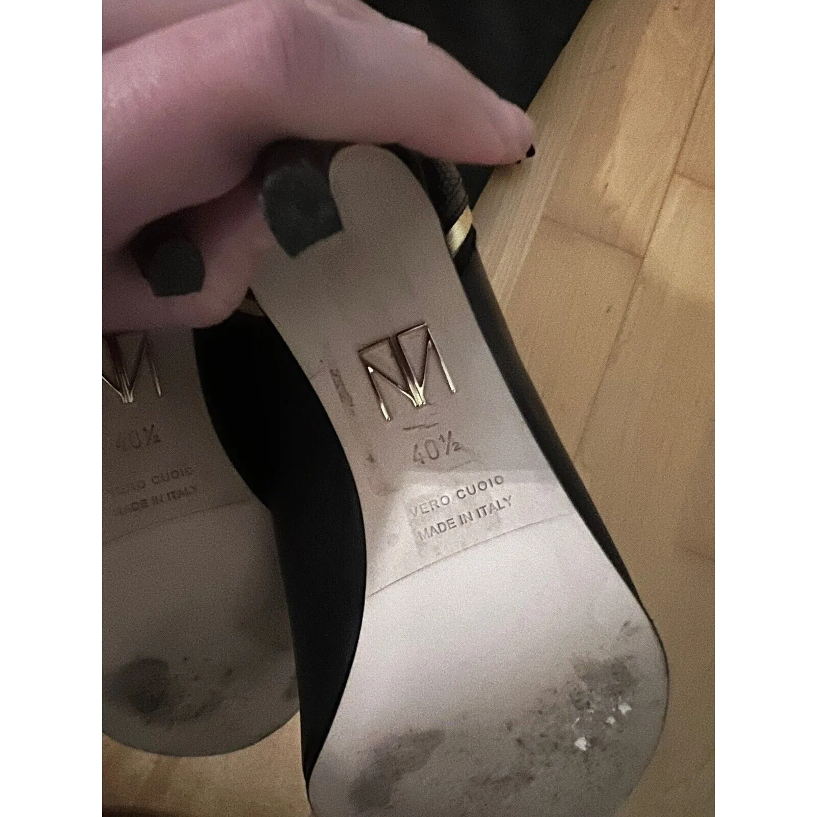 Tamara Mellon Women's Black Gold Leather Wildfire Boots 90mm Heels, Size 40.5, Worn Once