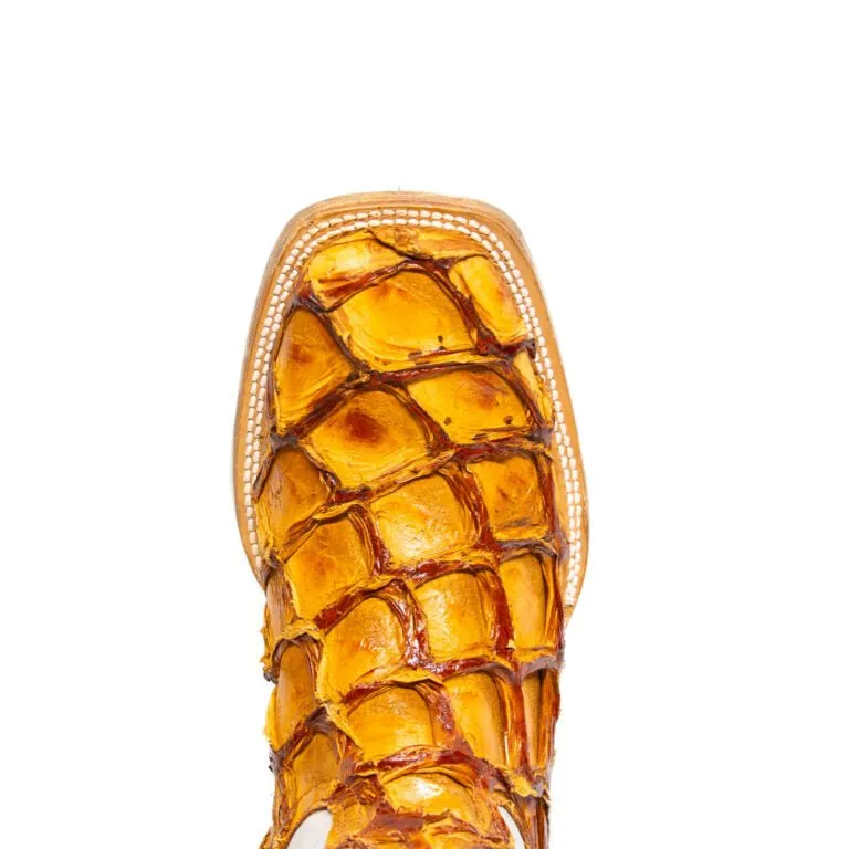 TANNER MARK MEN'S EXOTIC LEATHER Monster Fish Brandy Cognac Cowboy Boots