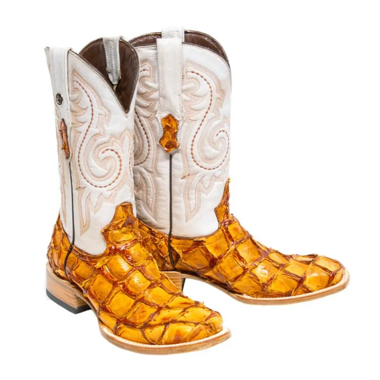 TANNER MARK MEN'S EXOTIC LEATHER Monster Fish Brandy Cognac Cowboy Boots