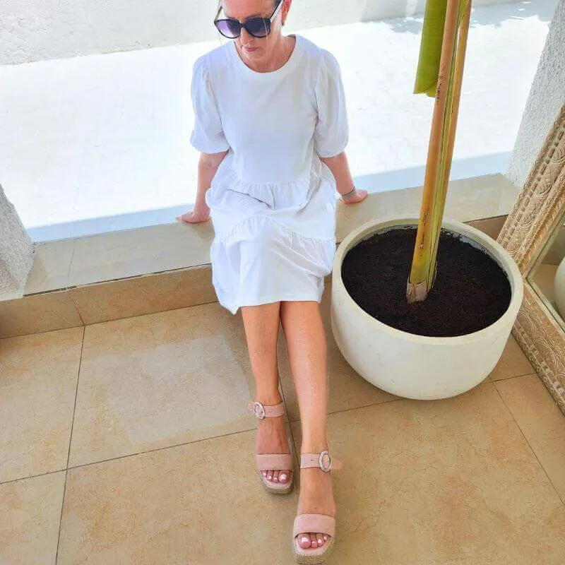 Tasha Espadrille Wedge in Blush