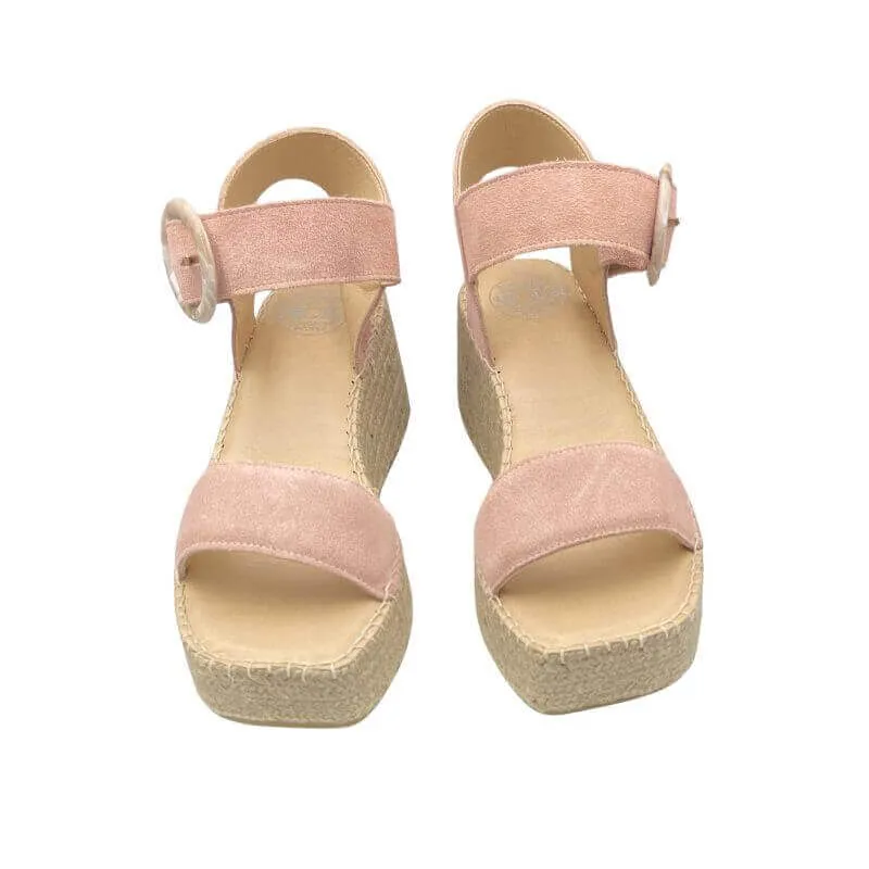 Tasha Espadrille Wedge in Blush