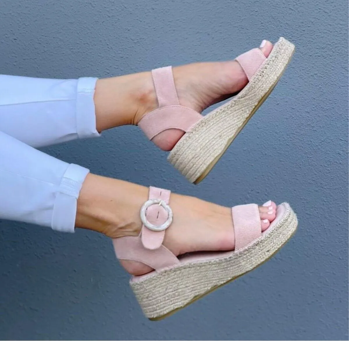 Tasha Espadrille Wedge in Blush