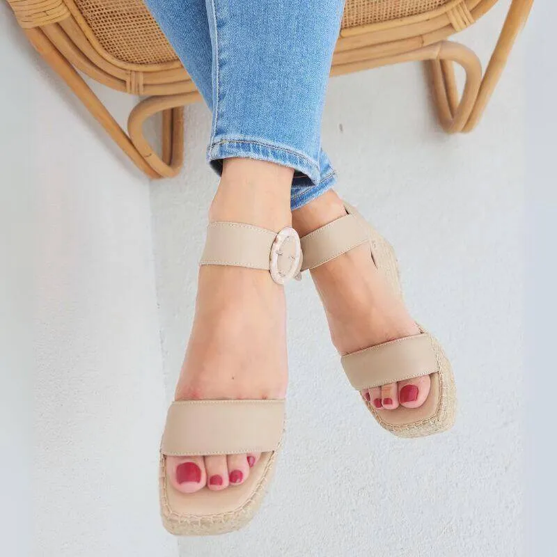 Tasha Espadrille Wedge in Sand