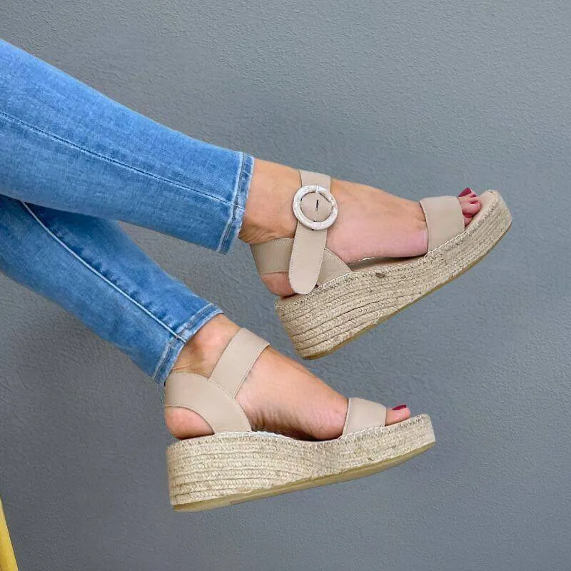 Tasha Espadrille Wedge in Sand