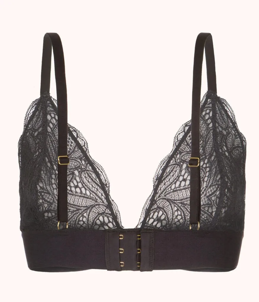 The Long-Lined Lace Bralette: Jet Black