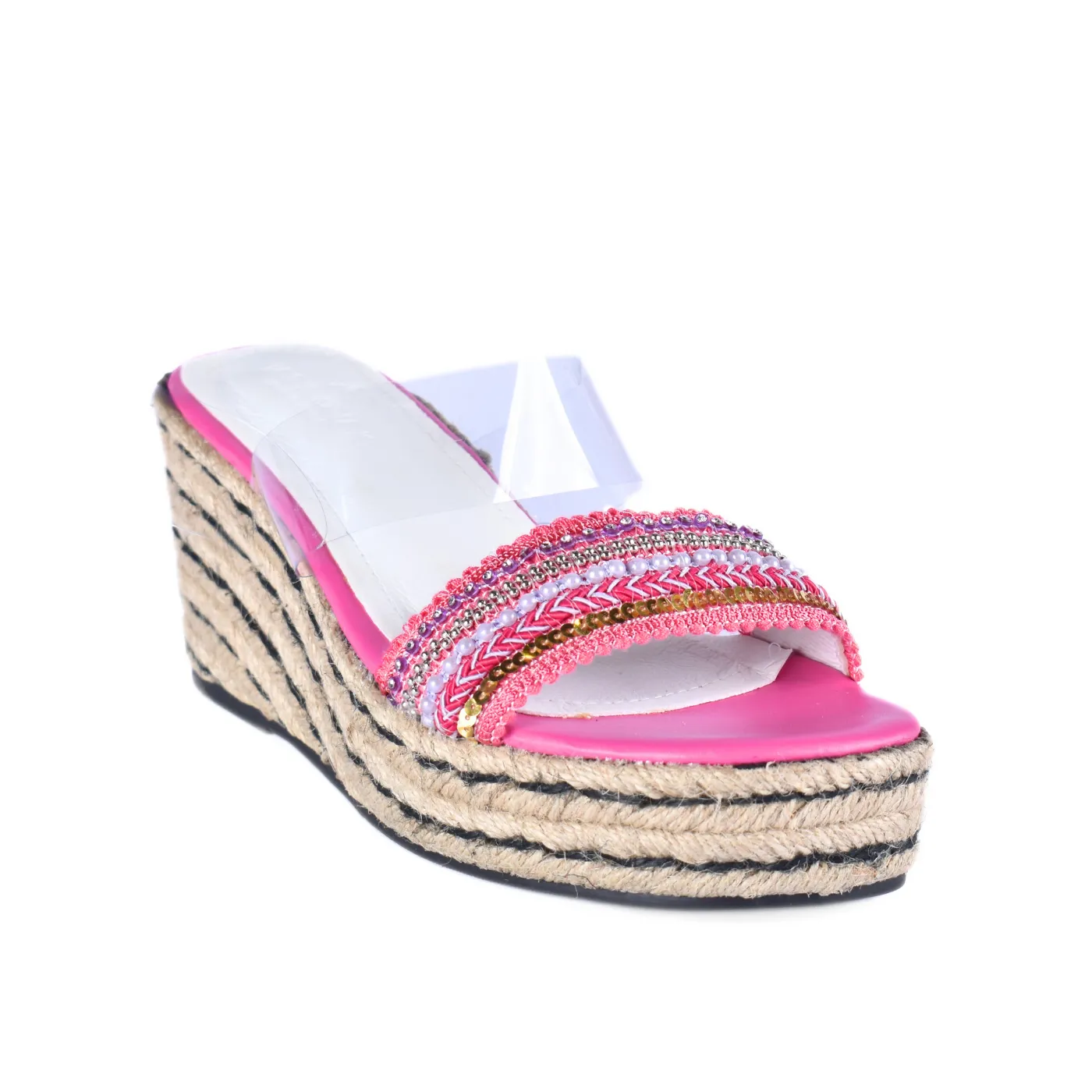 Transparent Slipper Heeled with Strap details