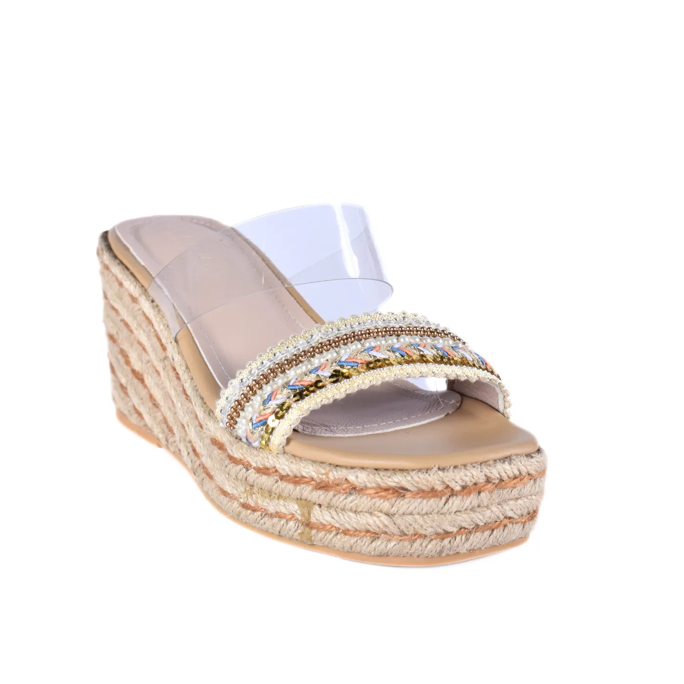 Transparent Slipper Heeled with Strap details