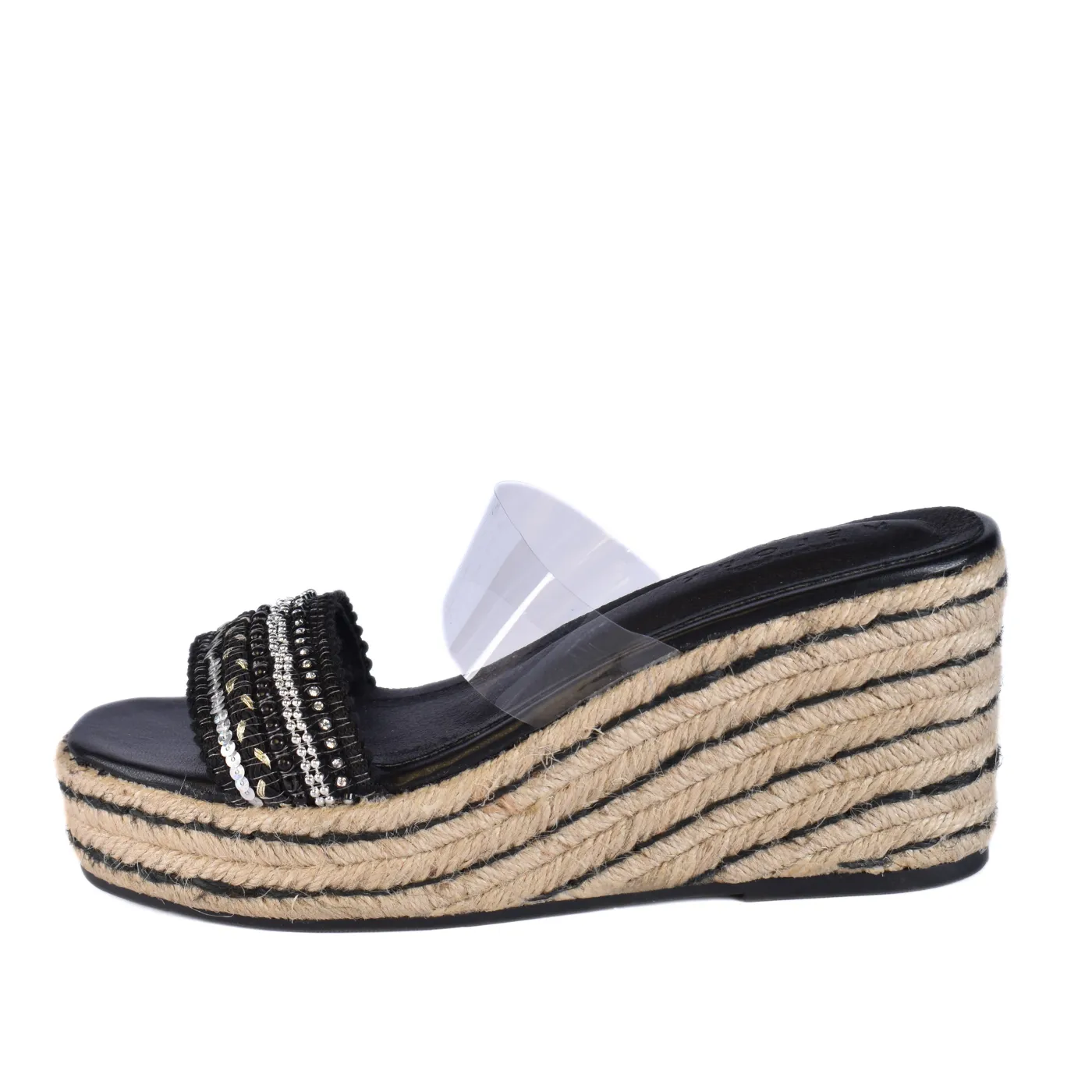 Transparent Slipper Heeled with Strap details
