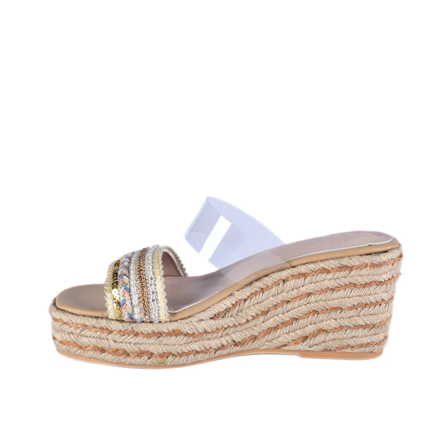 Transparent Slipper Heeled with Strap details