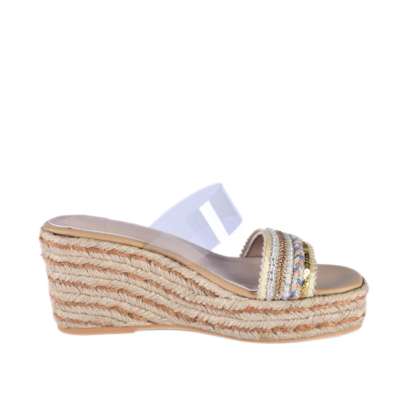 Transparent Slipper Heeled with Strap details