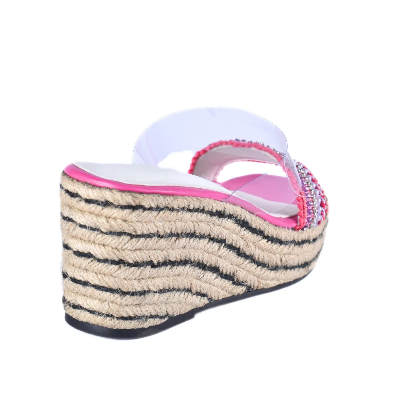 Transparent Slipper Heeled with Strap details