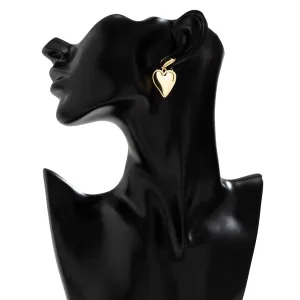 Trendy Gold Silver Plated Double Heart Dangle Earrings