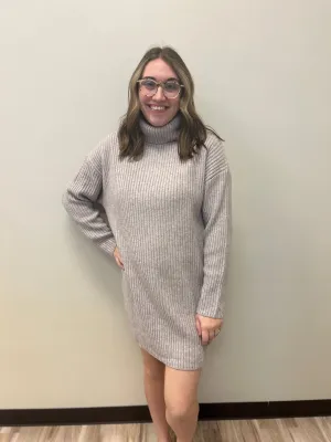 TURTLE NECK KNIT SWEATER DRESS