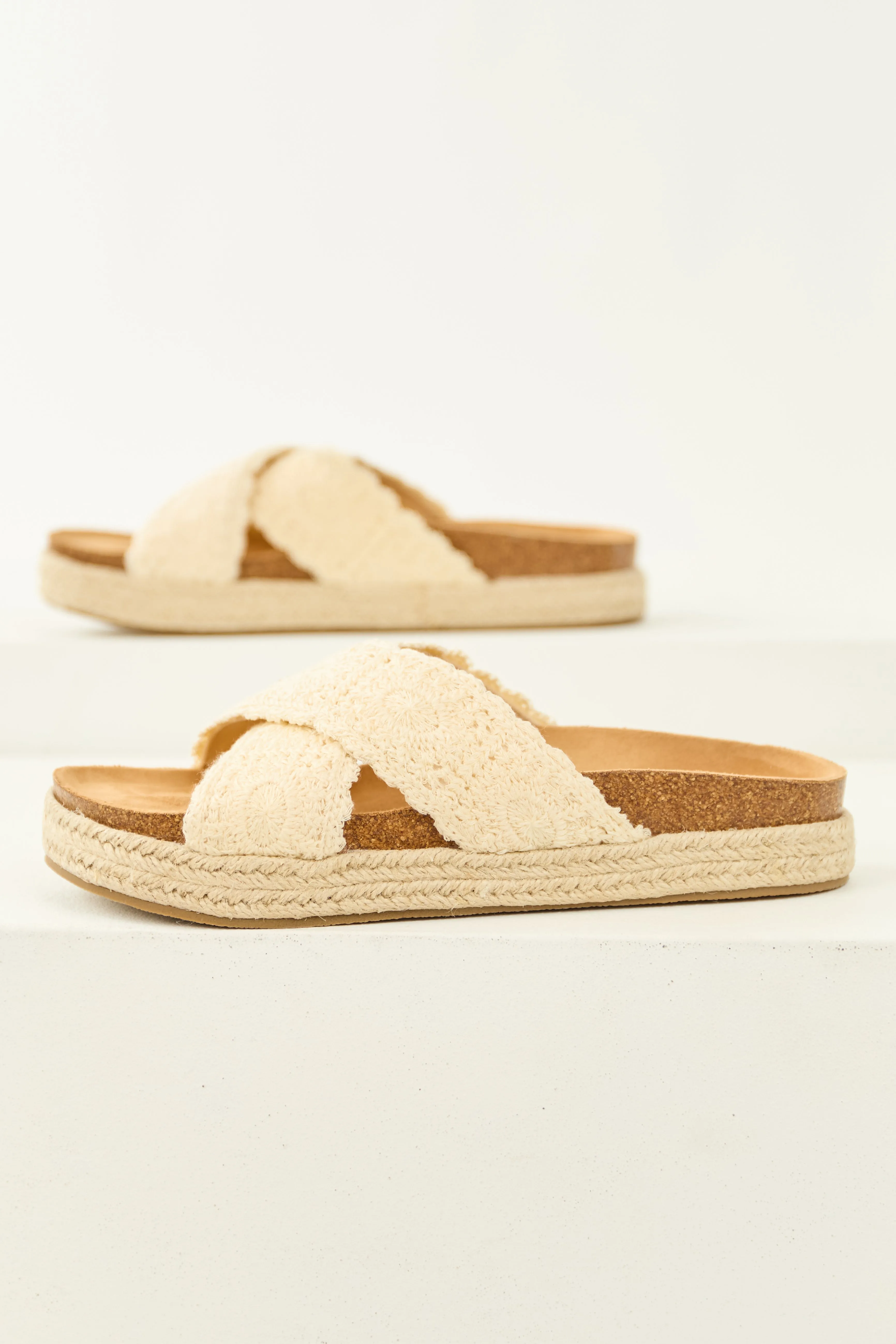 Vanilla Crochet Strap Espadrille Platform Sandals