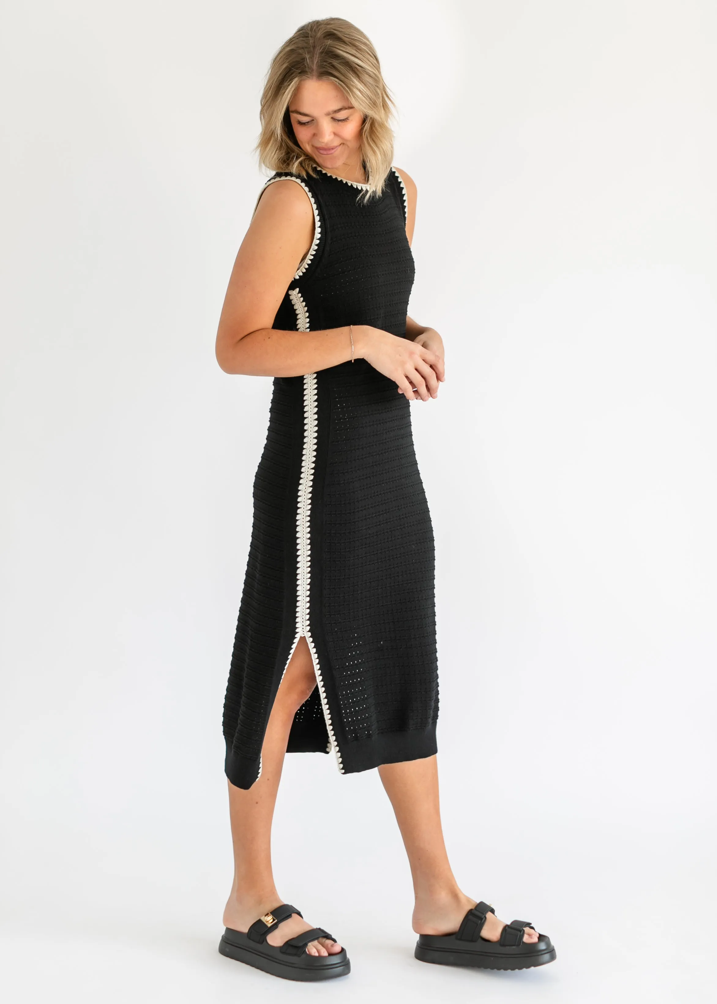 VARLEY® Dwight Tank Knit Embroidered Midi Dress