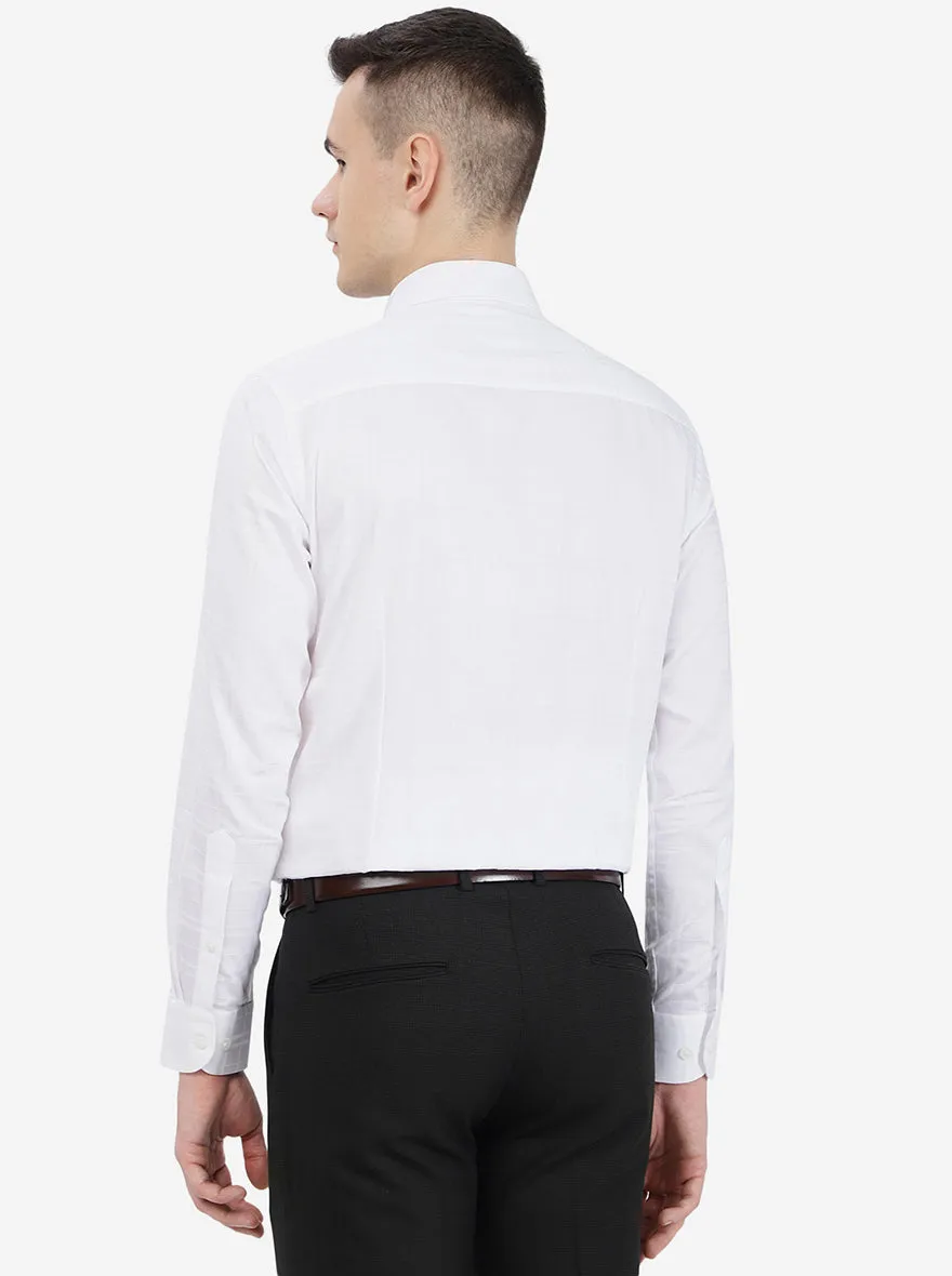 White Checked Slim Fit Formal Shirt | Metal