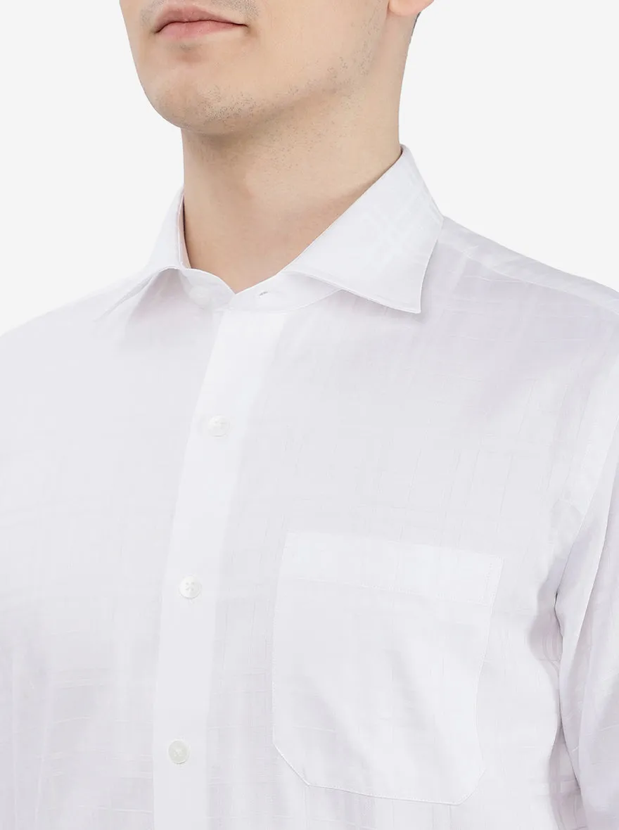 White Checked Slim Fit Formal Shirt | Metal