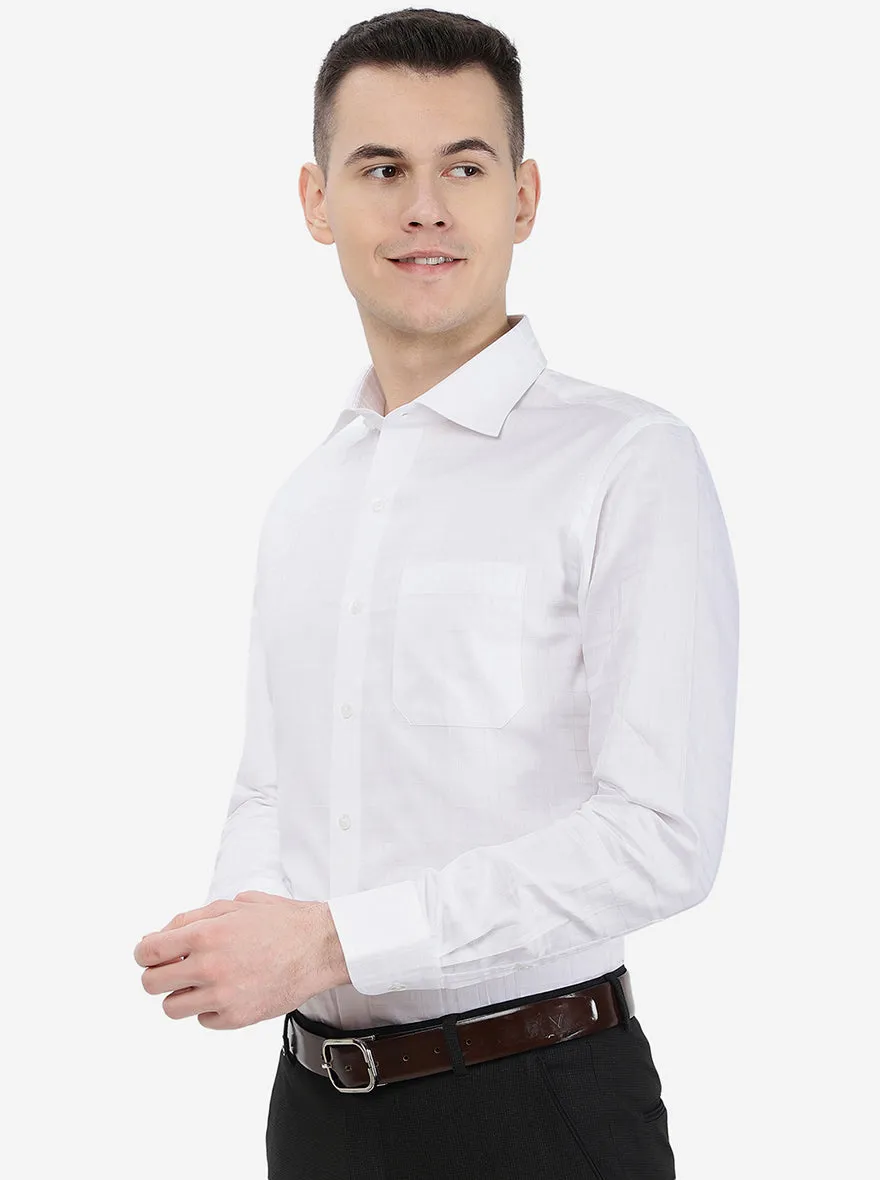 White Checked Slim Fit Formal Shirt | Metal