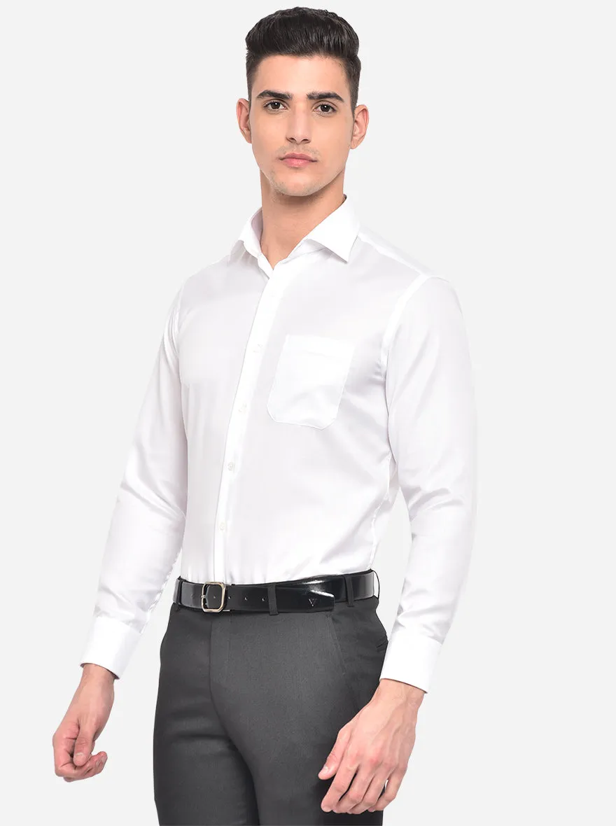 White Solid Slim Fit Formal Shirt | JadeBlue