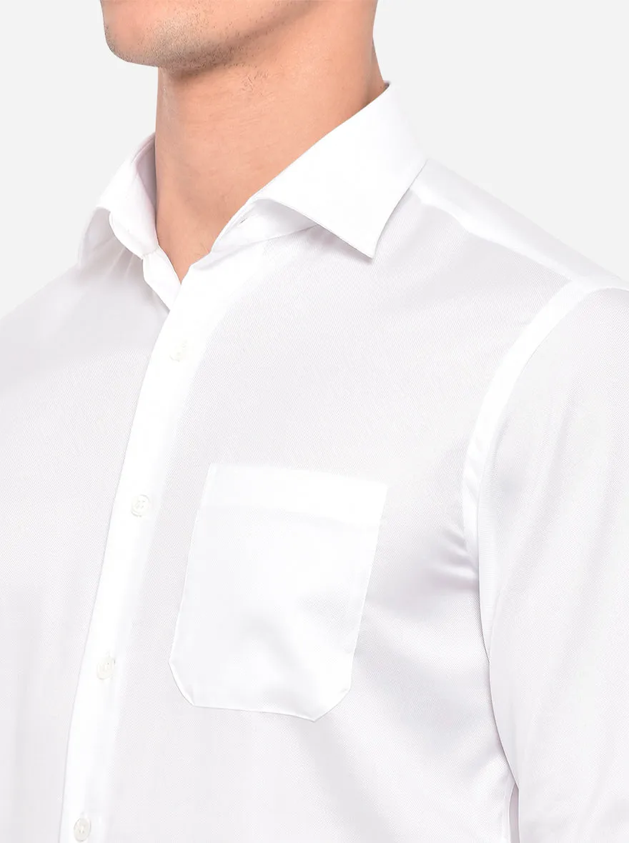 White Solid Slim Fit Formal Shirt | JadeBlue