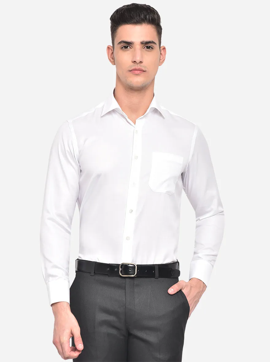 White Solid Slim Fit Formal Shirt | JadeBlue